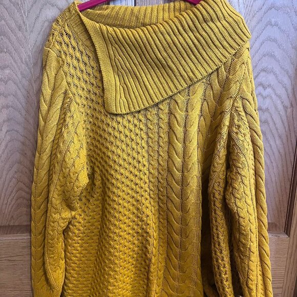 OSO Casuals Mustard Yellow Cable Knit Sweater - Picture 2 of 4